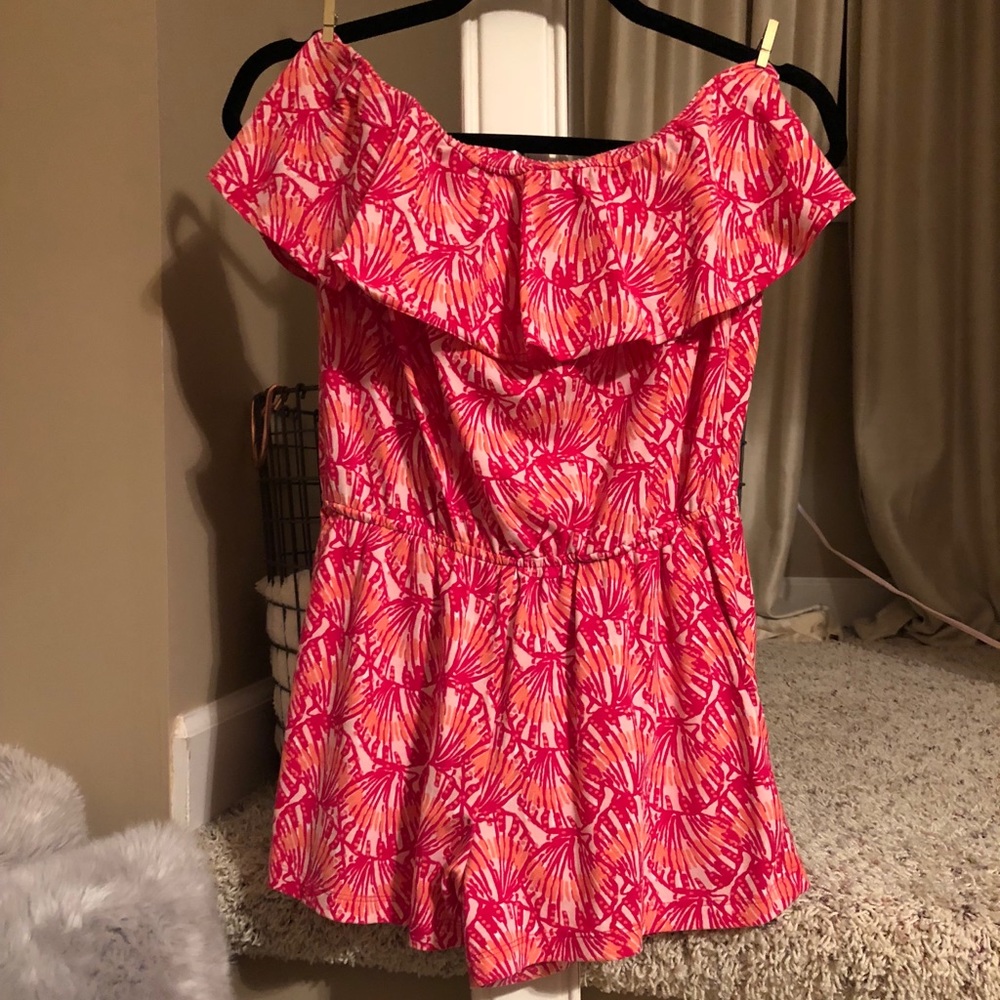 Vineyard Vines Strapless Tropical Pattern Romper - image 1